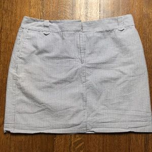 Ann Taylor Loft Blue Seersucker Striped Skirt 14